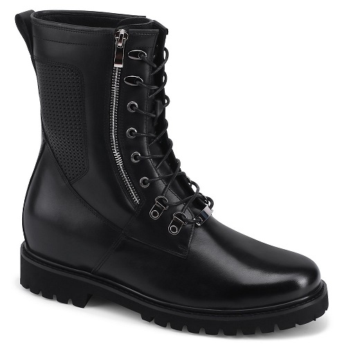 black Height Increasing Motorcycle Boots