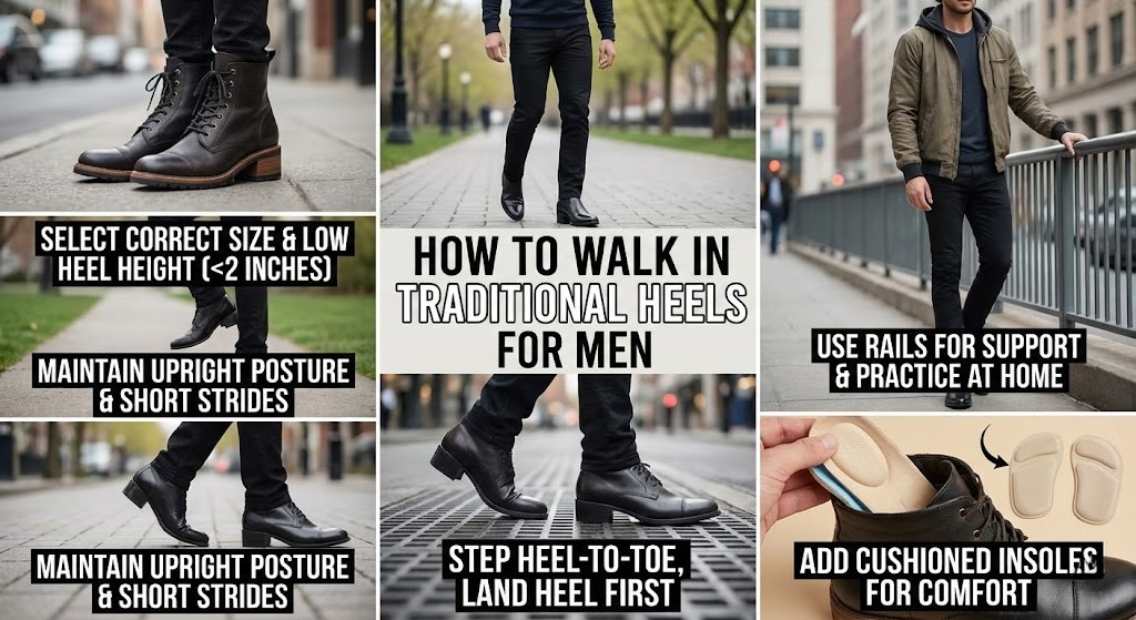 How to Walk in Traditional Heels For Men