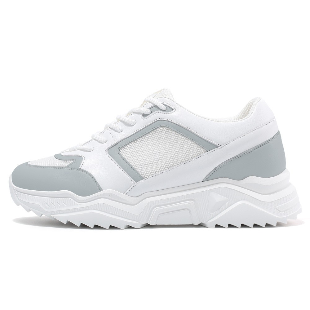 custom elevator sneakers - men's casual white sneakers to increase height 8 CM / 3.15 inches