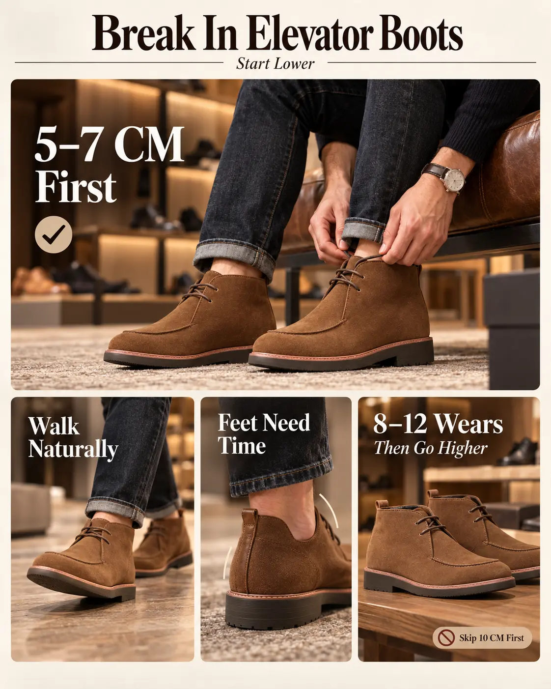 break in elevator boots