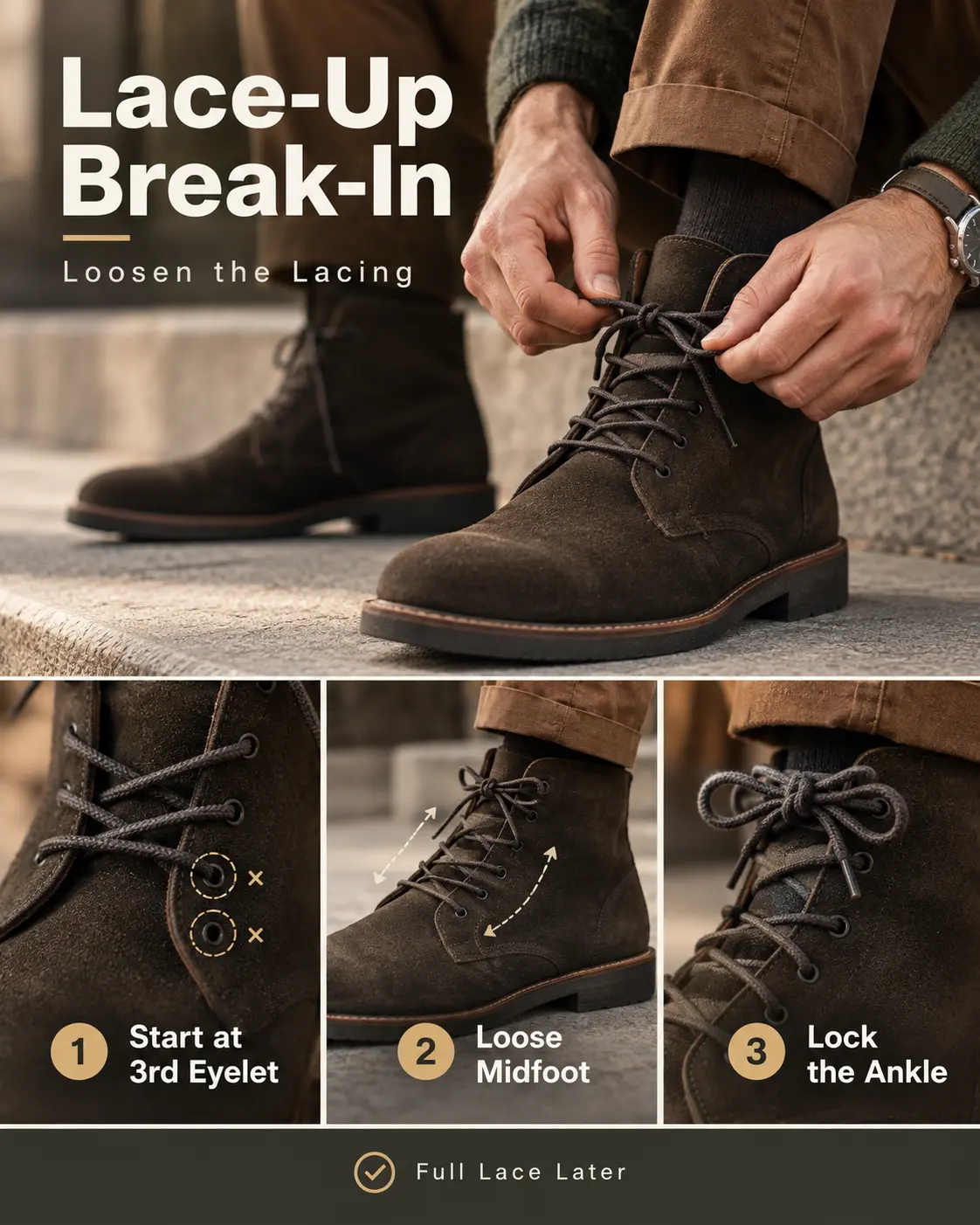 lace-up break in
