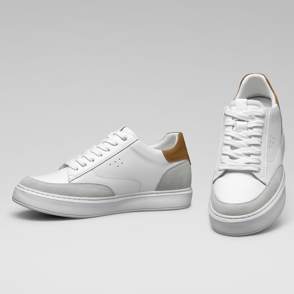 white casual elevator shoes for men