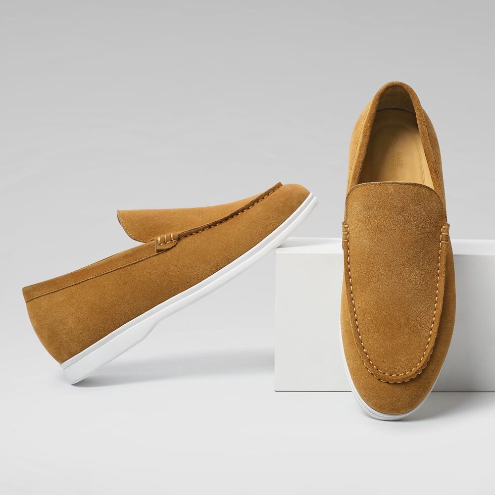 Camel Brown Suede Elevator Loafers