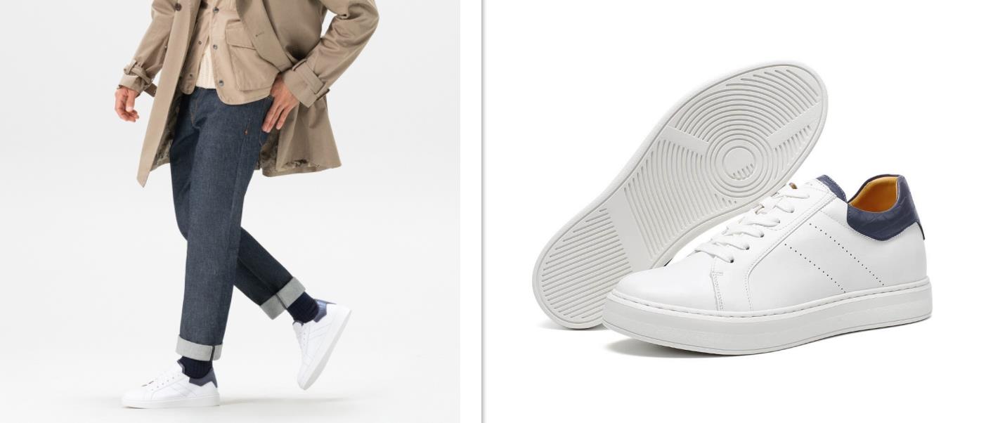 weißer sneaker der größer macht