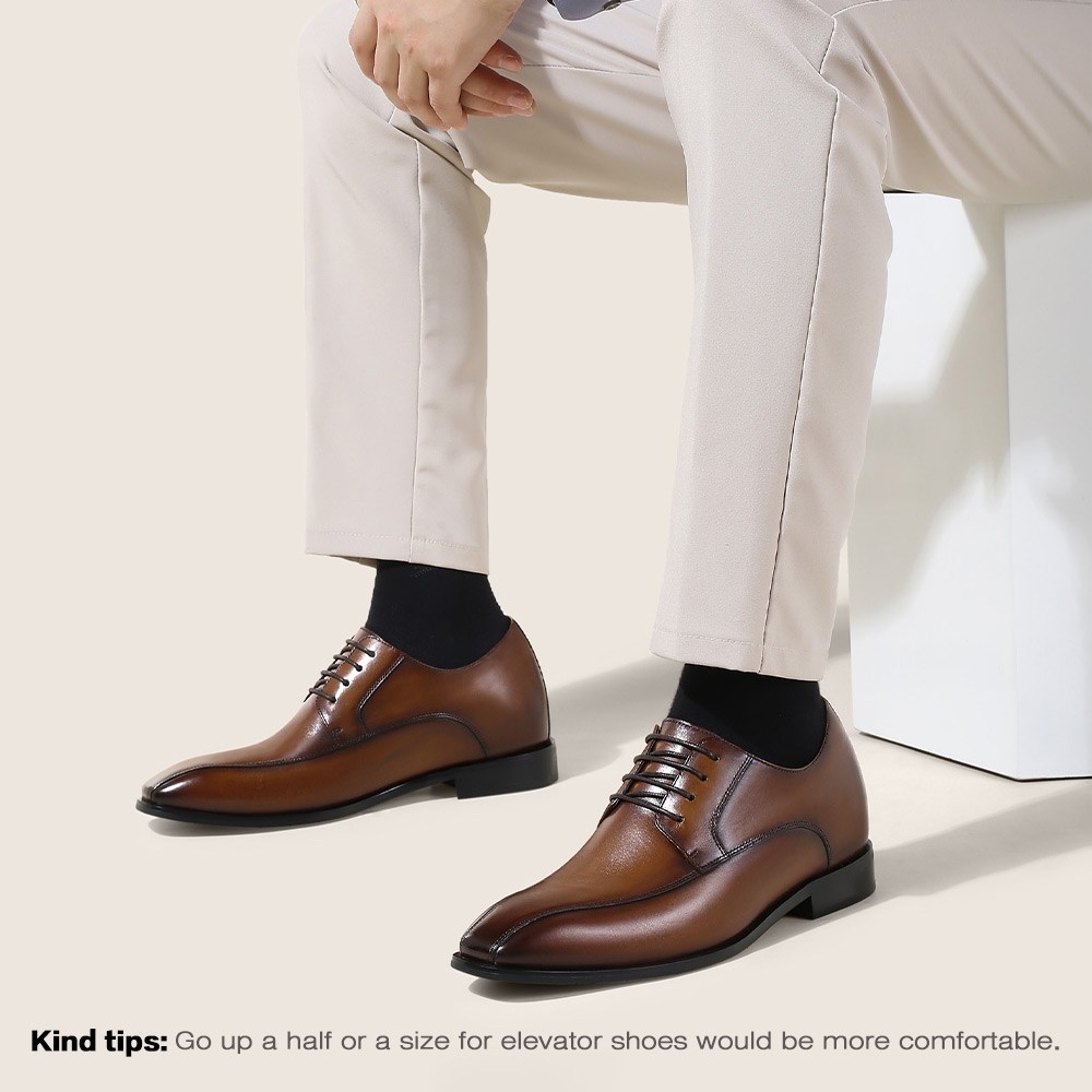 Chaussure habillée rehaussante 7 cm en cuir noir pour homme