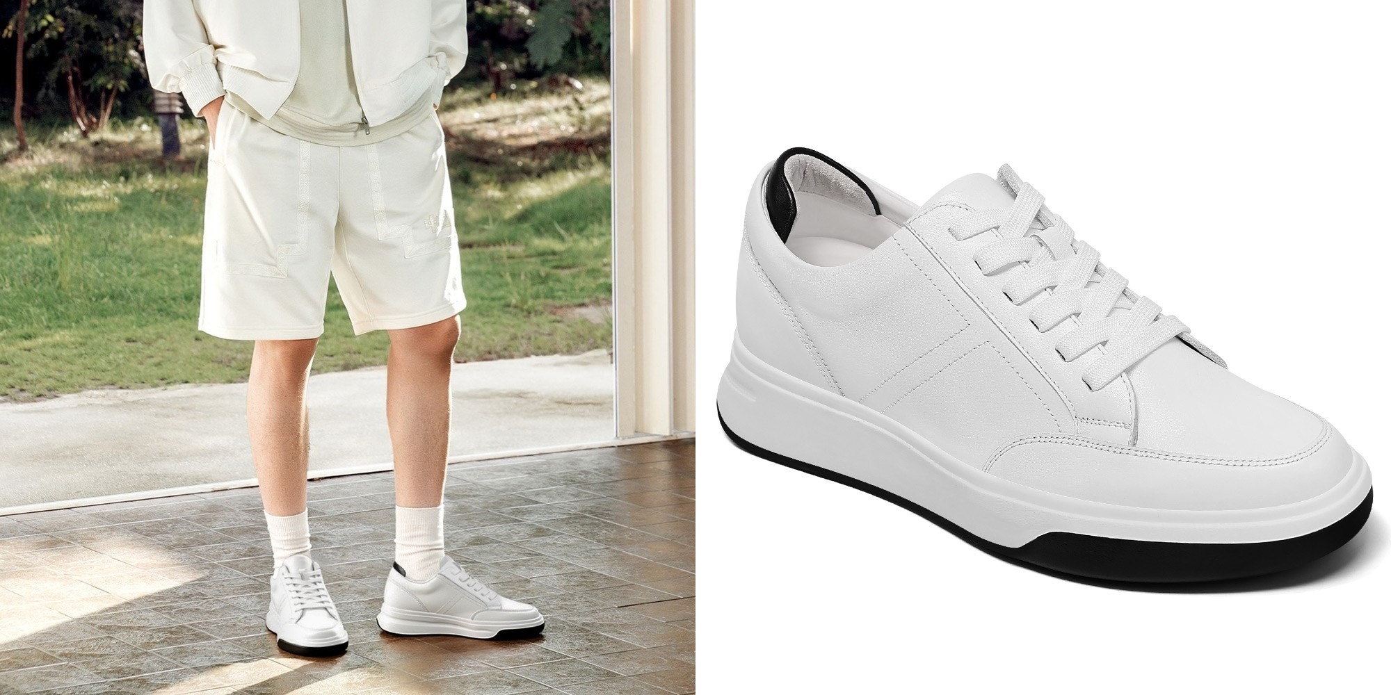 Sneakers bianche classiche con rialzo