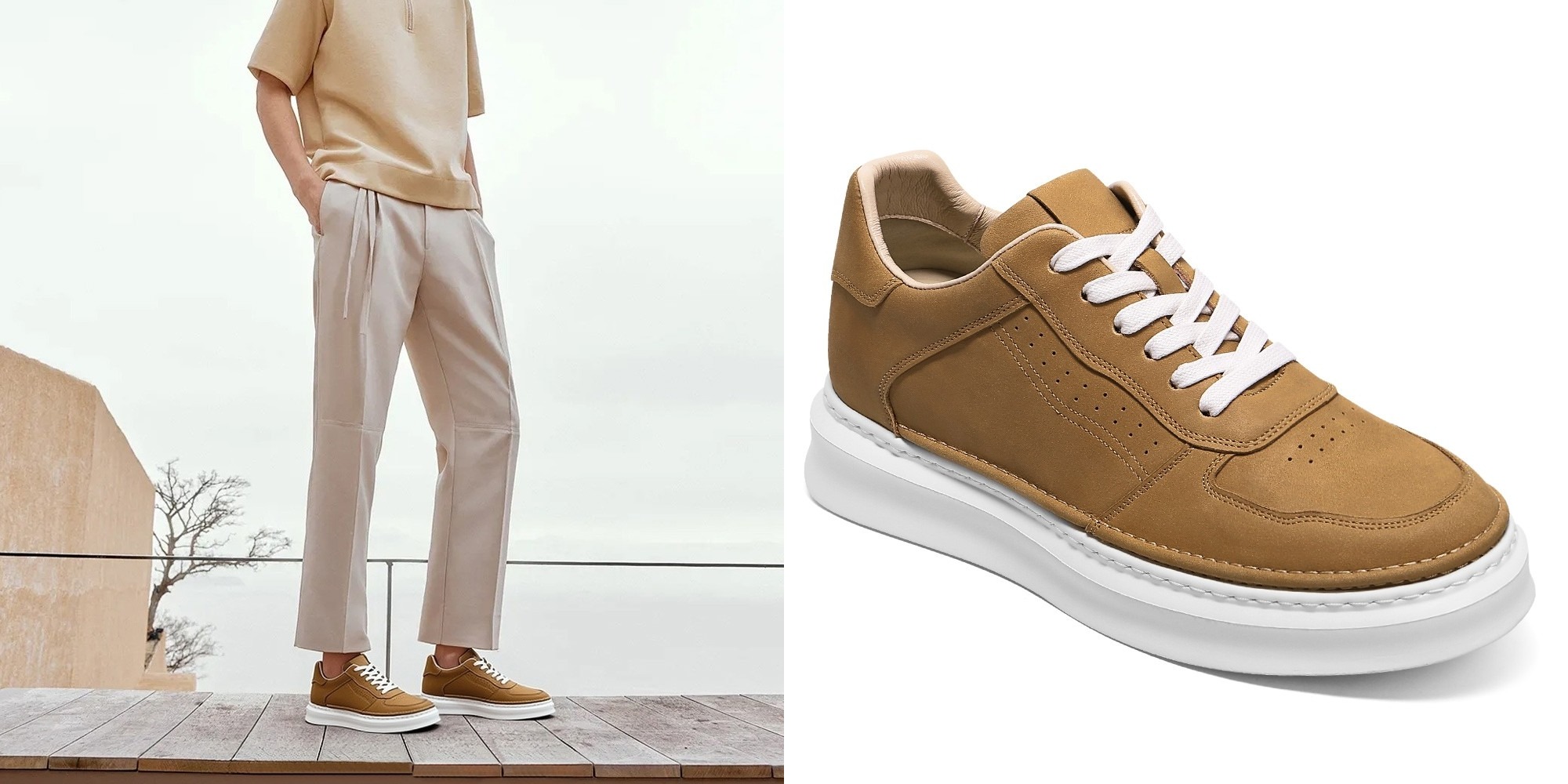 Sneakers in pelle con rialzo interno