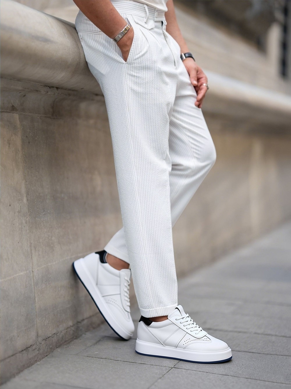 white elevator sneaker