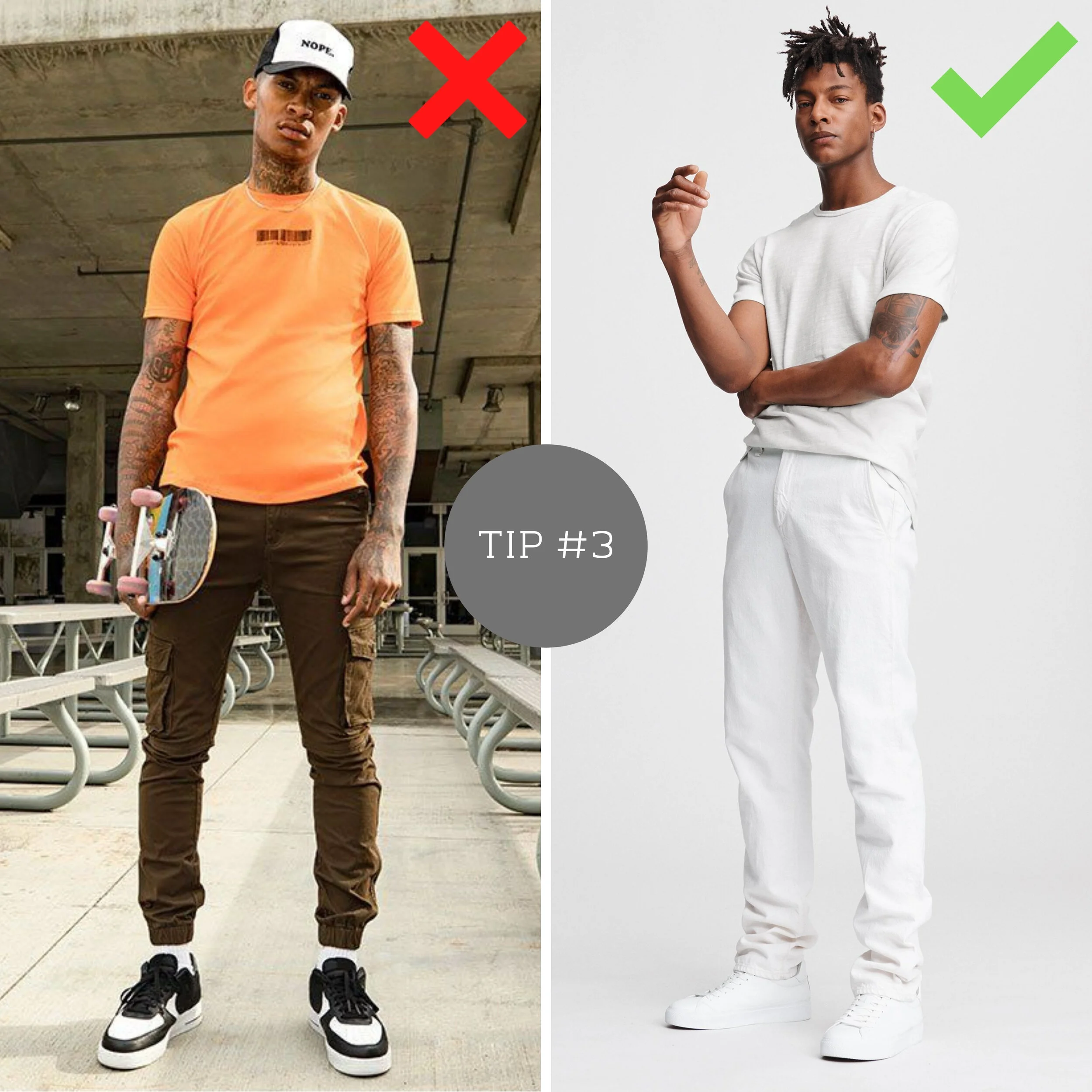 Outfits mit geringem Kontrast wirken am besten