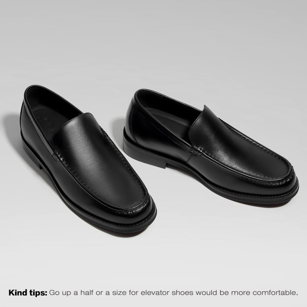 mocassino con rialzo uomo in pelle nera 5cm