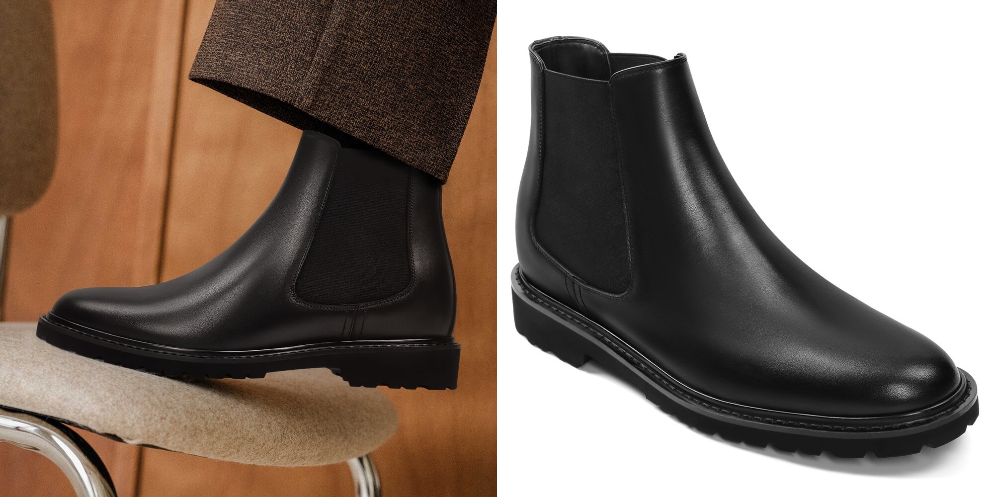 stivali chelsea uomo in pelle nera 8cm
