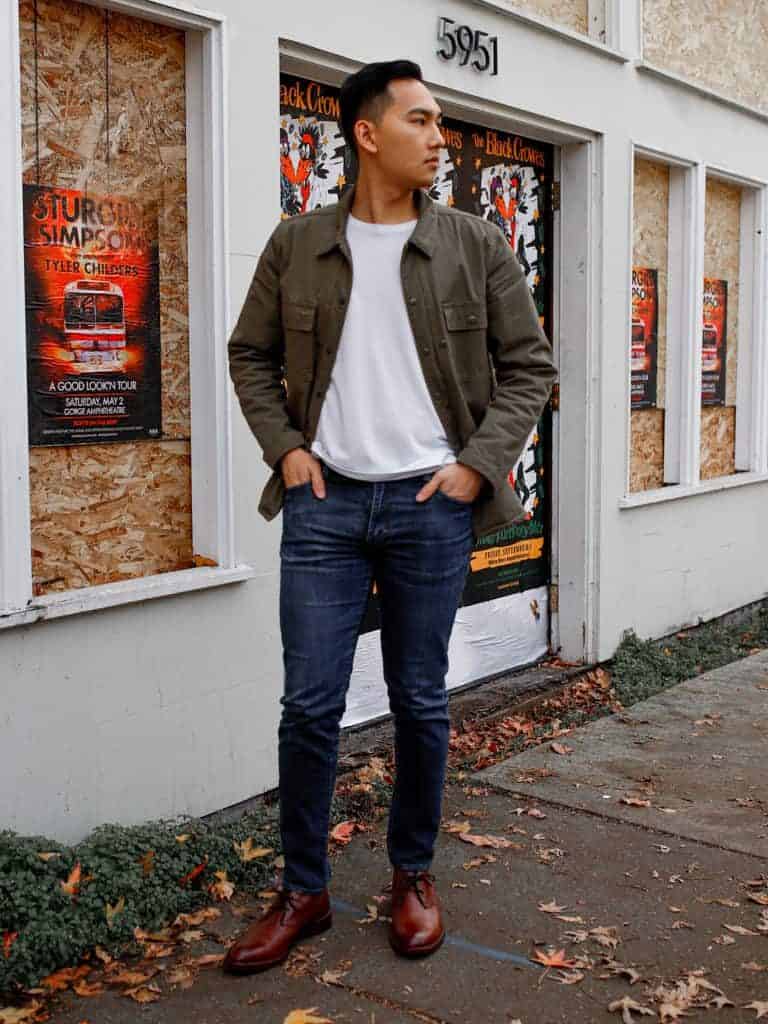 Leather Chukka Boots with Hidden Lift men outfit