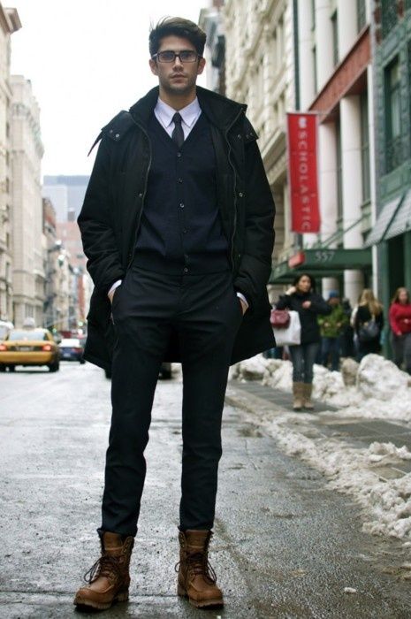 Winter Fur-Lined Elevator Boots men outfit