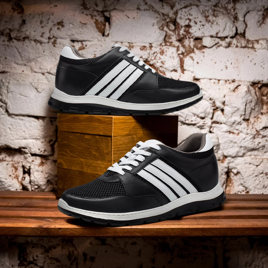 black sport sneakers for short men 8cm height boost (Australia)