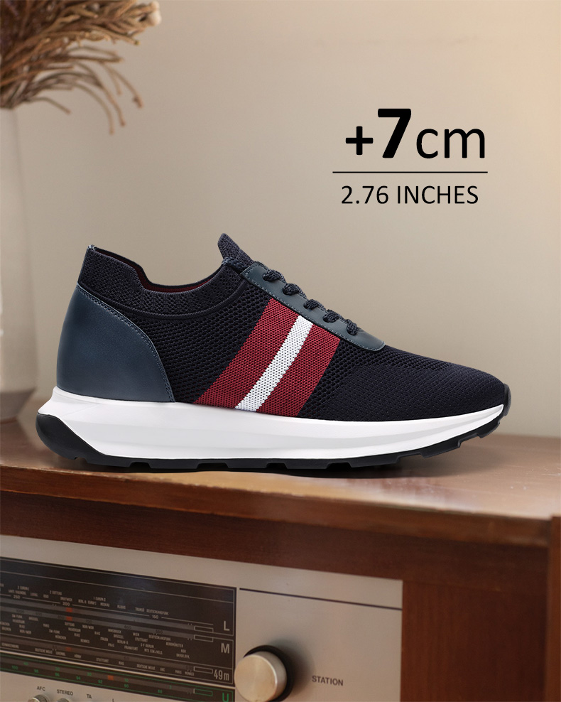 CMR CHAMARIPA Elevator Sneakers For Men | Blue Breathable Knit Sneakers 7 CM / 2.76 Inches