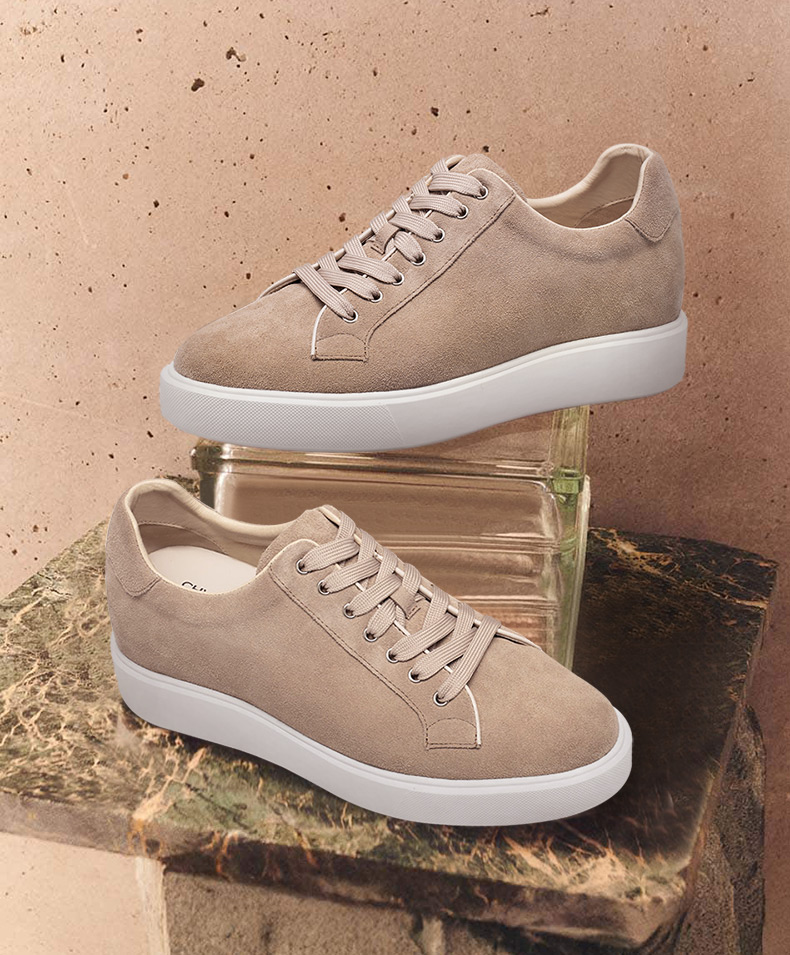 apricot suede sneakers for short men 6cm height boost (Australia)