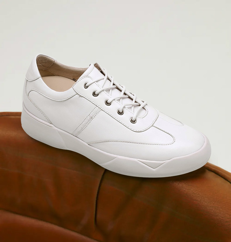 white leather sneakers for short men 7cm height boost value (Australia)