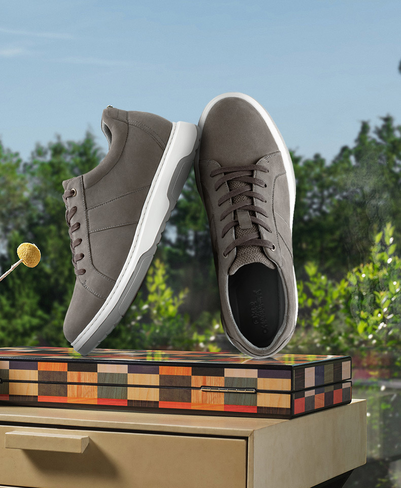 gray nubuck sneakers for short men 7cm height increase (Australia)