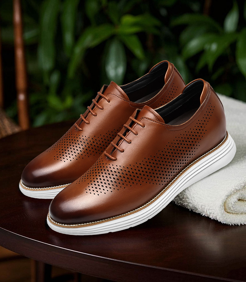 brown leather sneakers for short men 7cm height increase (Australia)