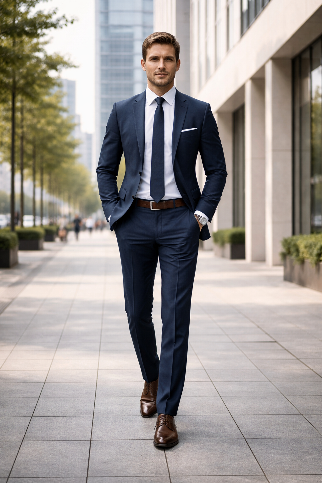 Monochromes Outfit für Männer, um optisch größer zu wirken