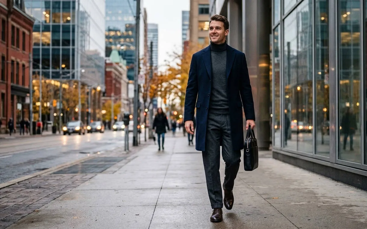Modern Canadian men's fashion trends 2026 featuring elevator dress shoes