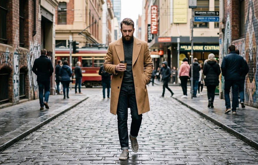 men style winter overcoat melbourne fashion