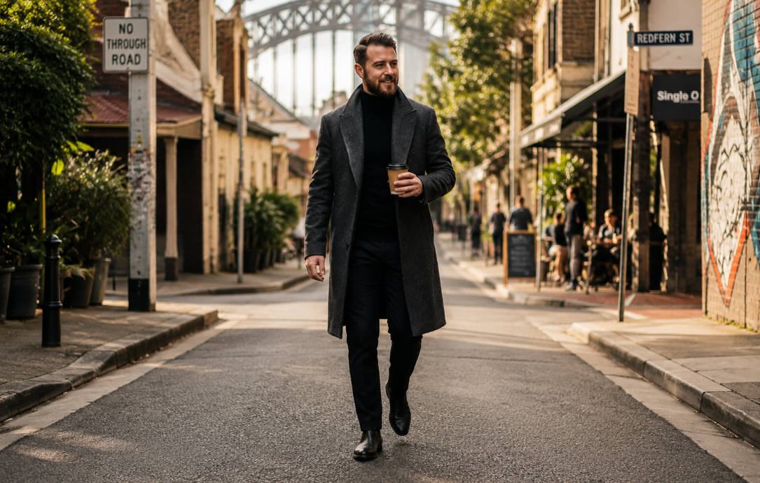 how to style mens chelsea boots with winter coat