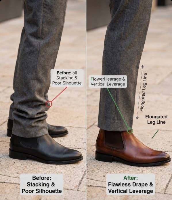 premium mens elevator chelsea boots leather close up