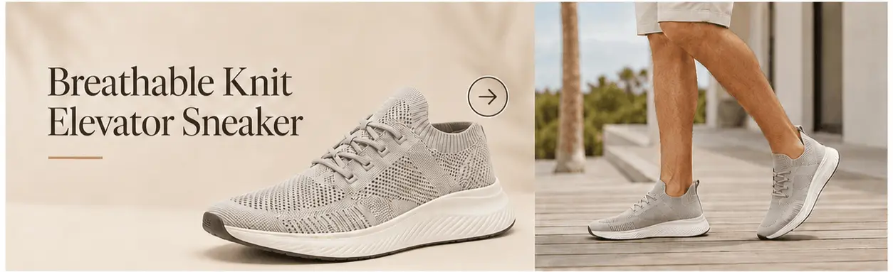 breathable knit elevator sneakers