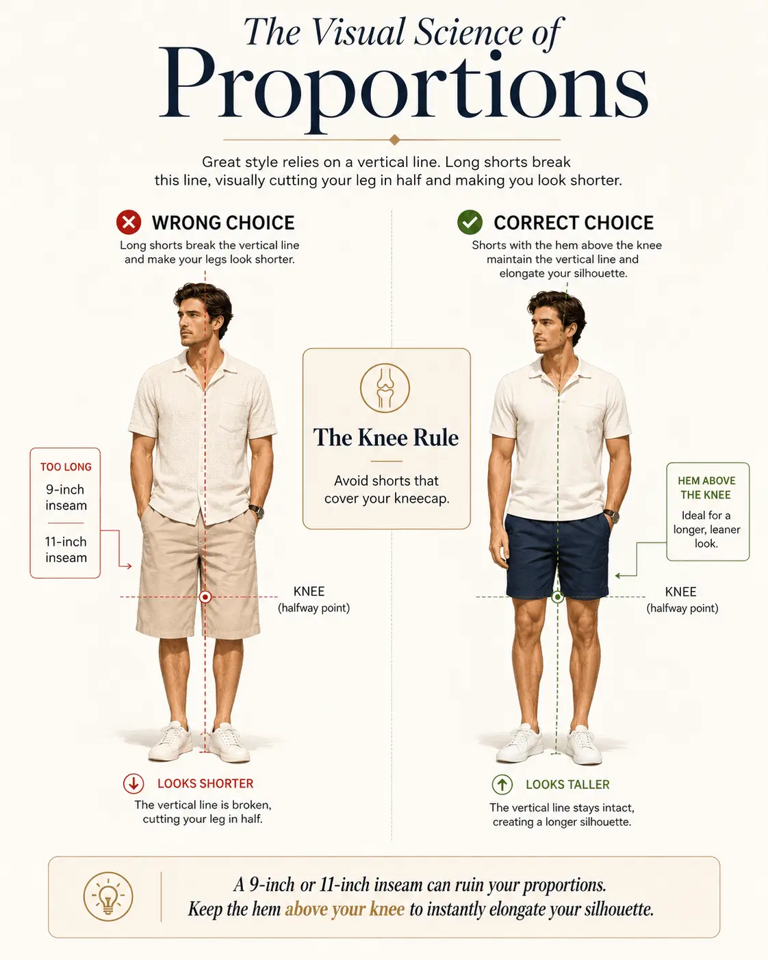 vertical line of shorts for short guys
