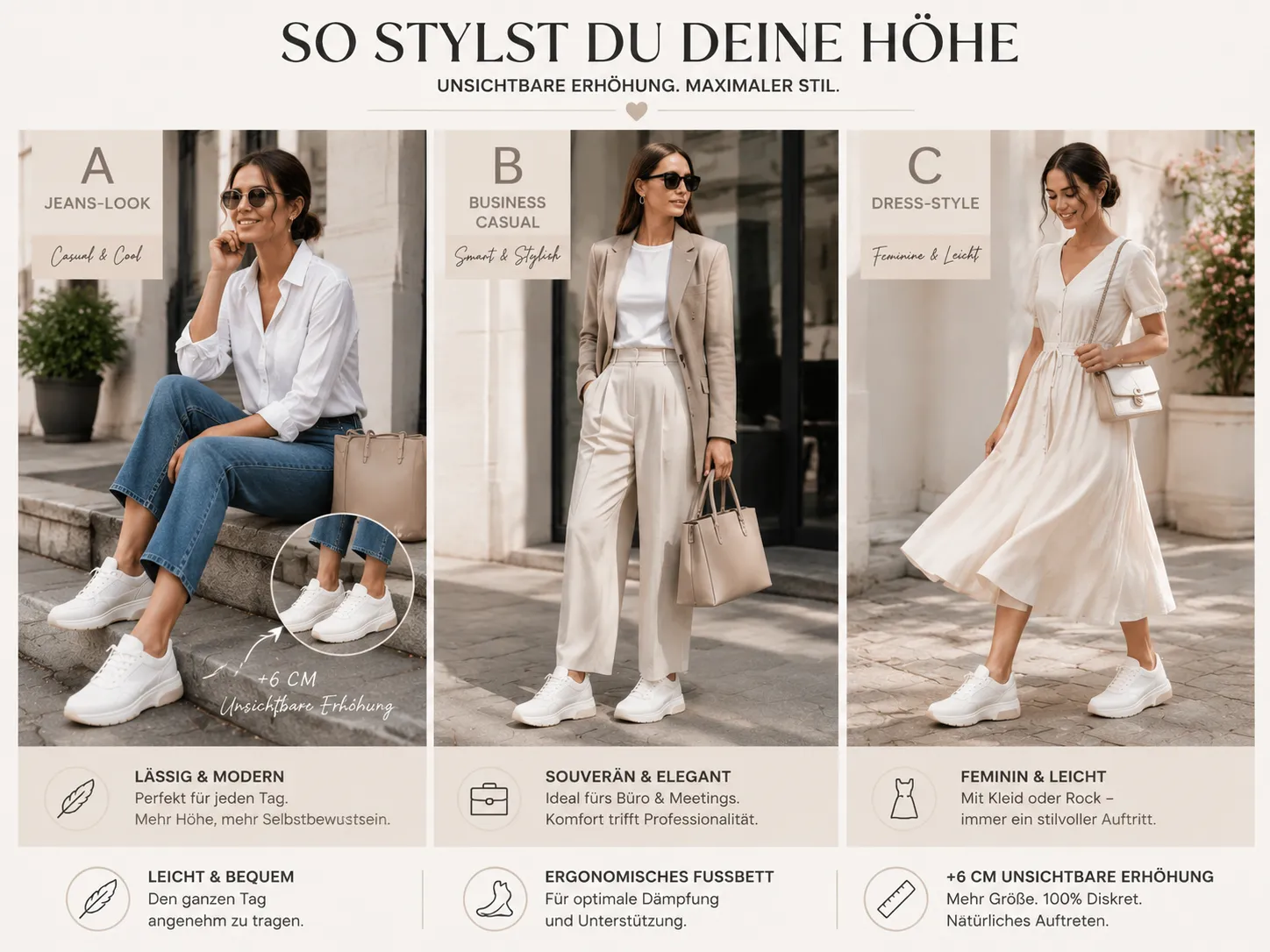 Styling Tipps für Damen Sneaker mit integriertem Absatz