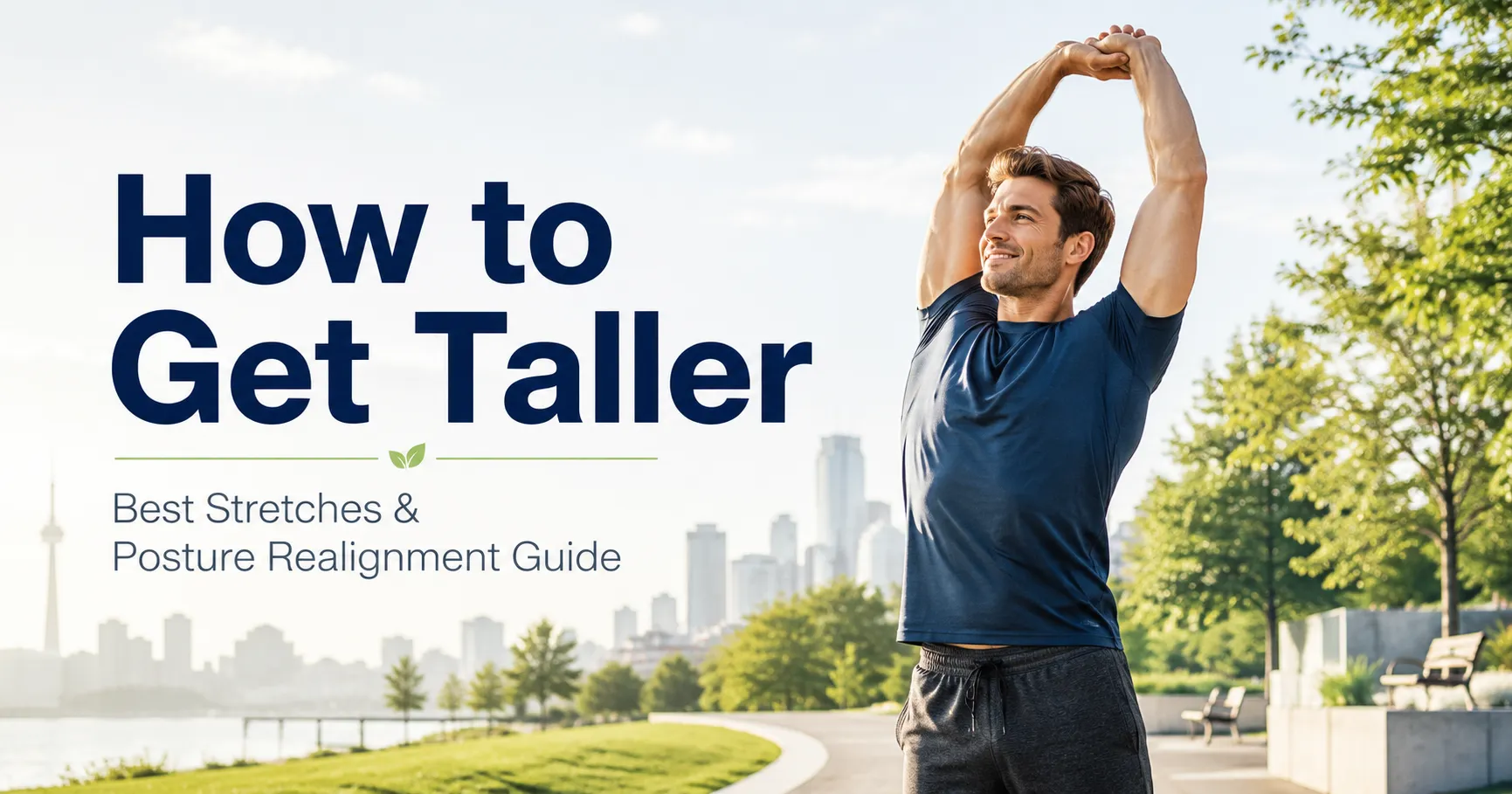 Man stretching outdoors to improve posture and grow taller in Toronto Canada
