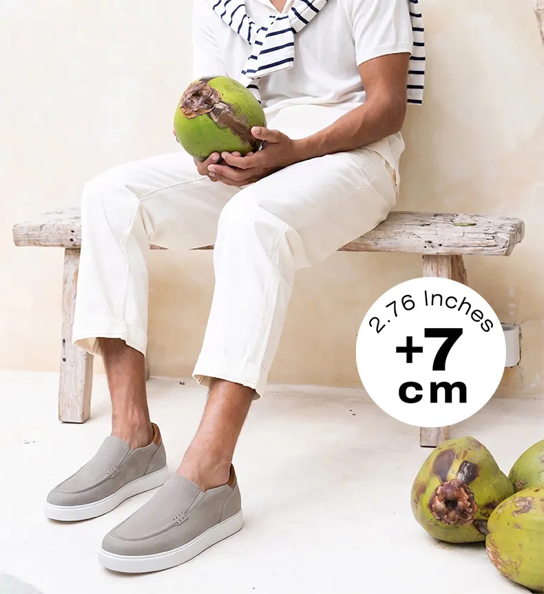 Men's casual elevator sneakers and slip-on loafers with 7cm height gain