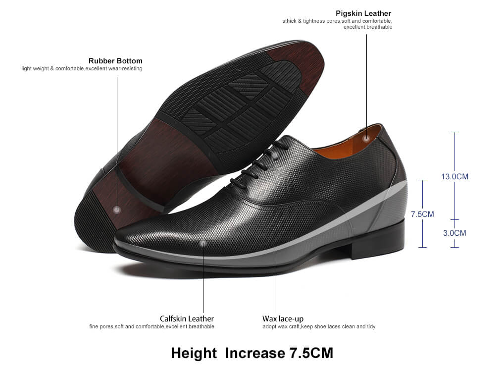 3 Inches Elevator Shoes height shoes for men black elevator mens shoe ...