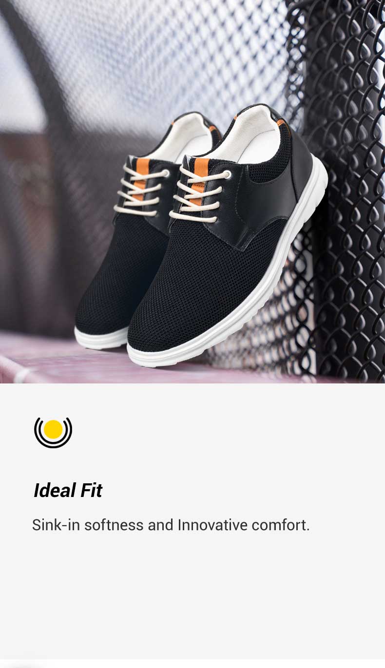 Elevator Sneakers - Casual Shoes That Make Men Taller - Black Knit Sneakers For Men 7CM 01