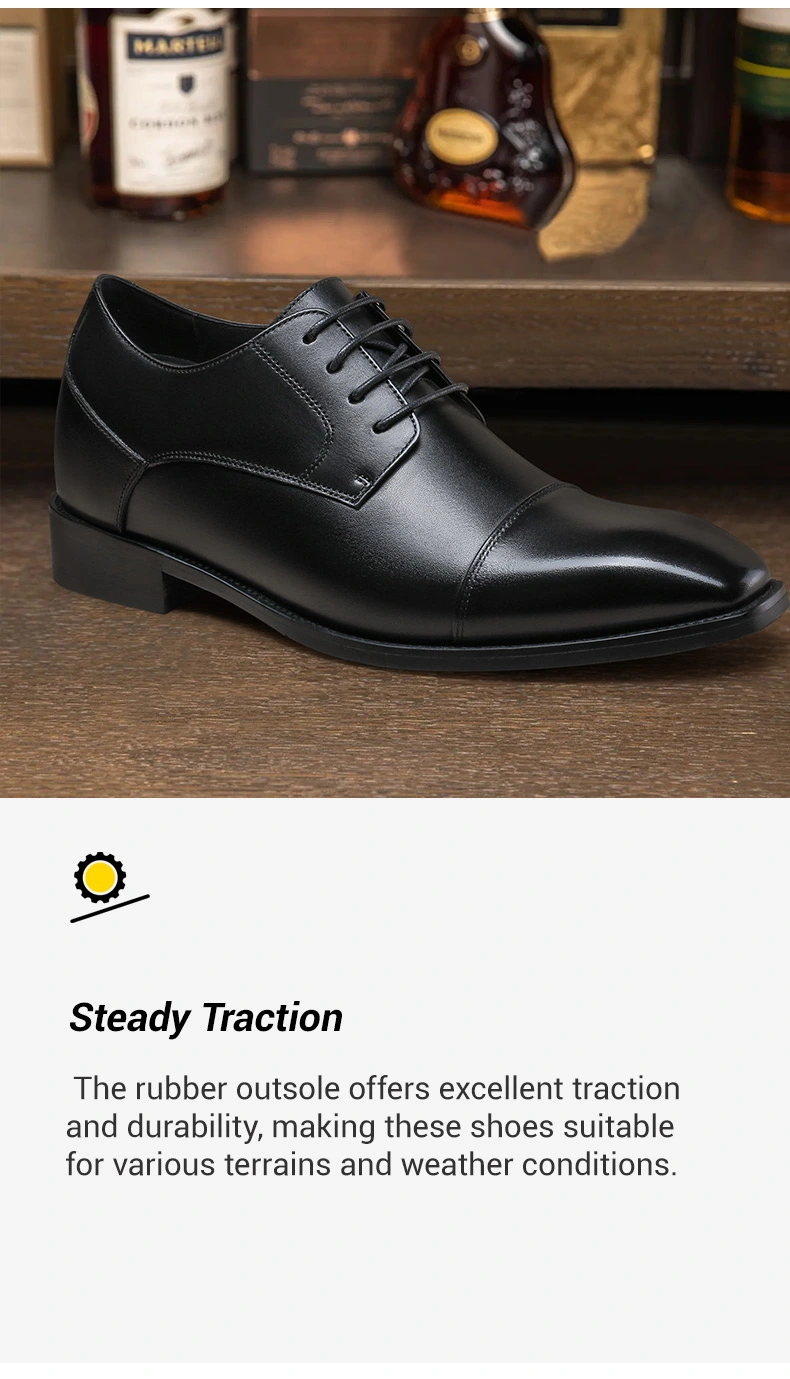 Elevator Dress Shoes - Shoes That Increase Your Height - Black Derby Shoes 7 CM 03