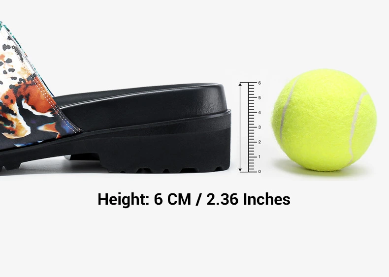 Height Increasing Slides for Men - High Heel Sandals for Men - Rainforest Pattern Slides 6 CM 03