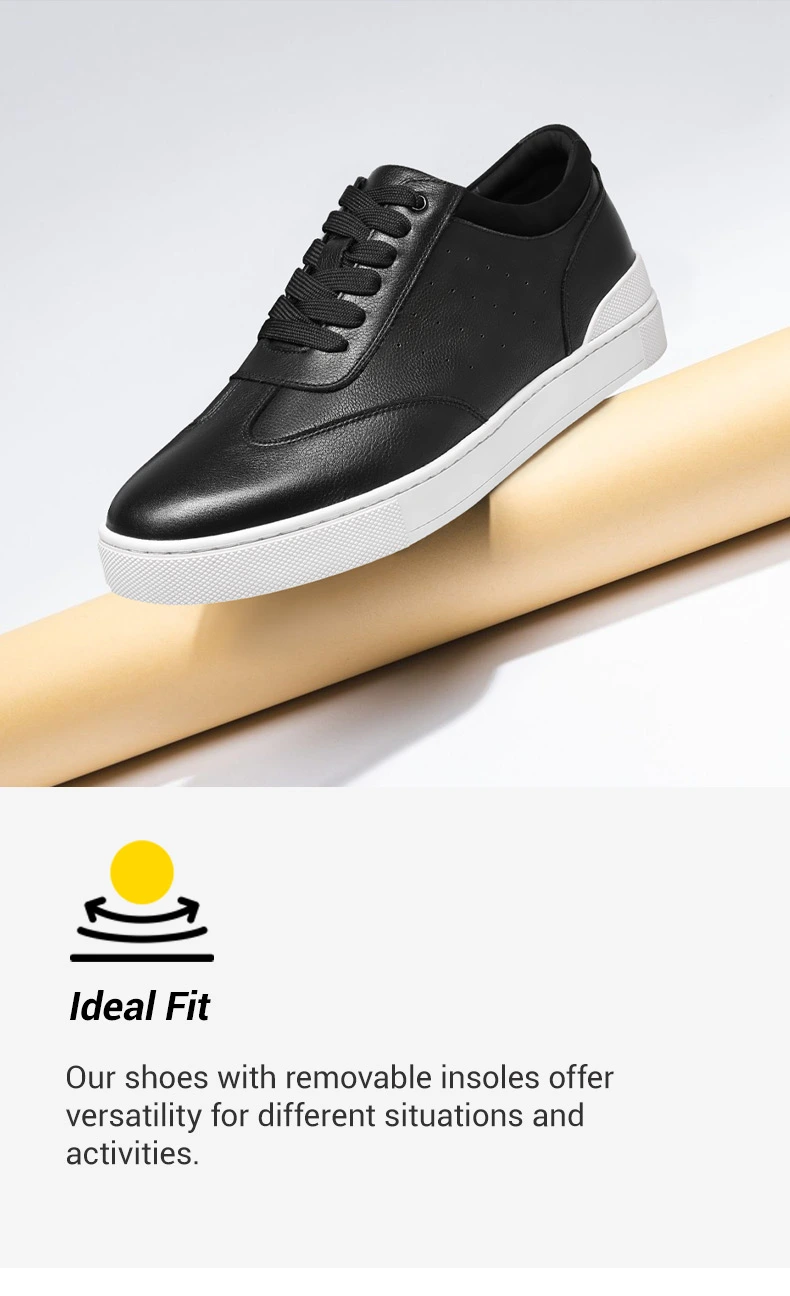 elevator shoes sneakers - men's casual black leather sneakers 5cm / 1.95 inches   01