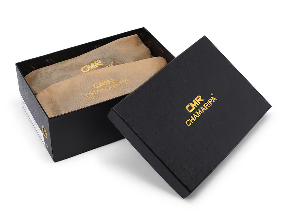 chamaripa shoes are packed in a black box