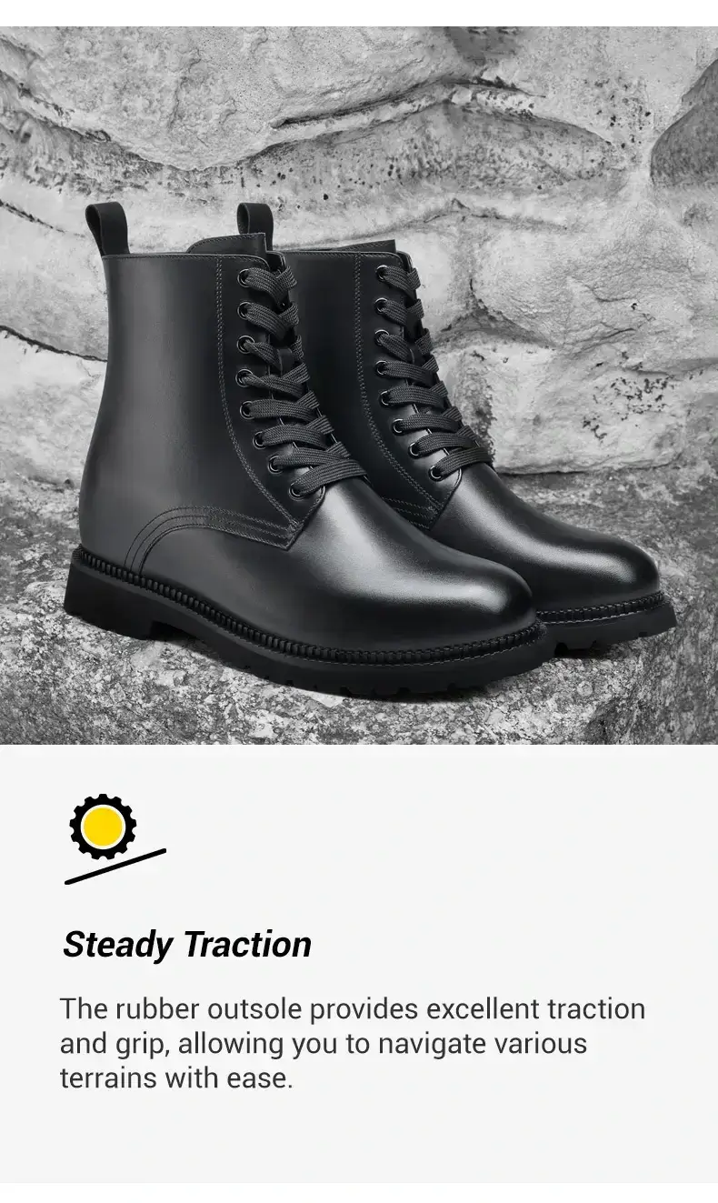 Height Increasing Elevator Boots - Boots That Make You Taller - Black Casual Boots 8CM 03