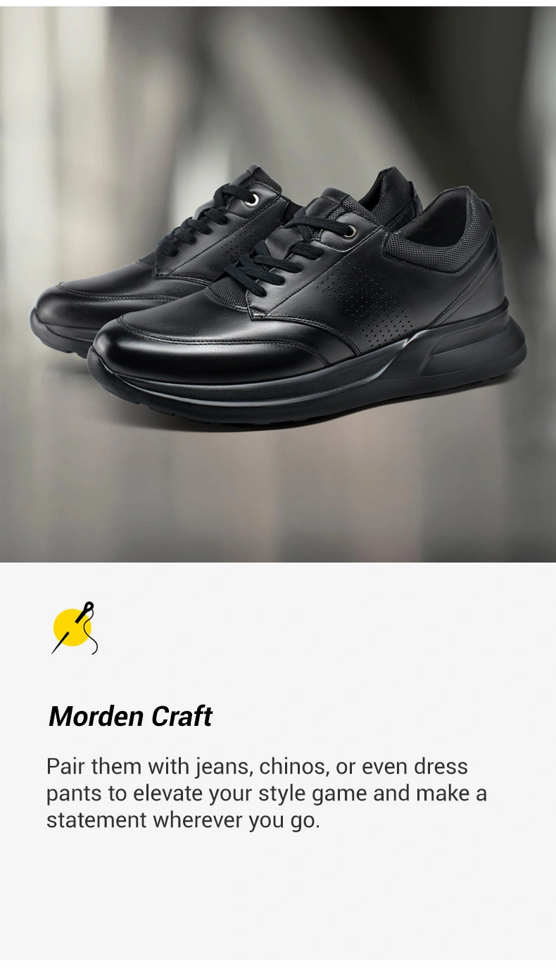 Hidden High Heel Shoes - Sneakers To Increase Height - Black Casual Sneakers For Men 7 CM 02