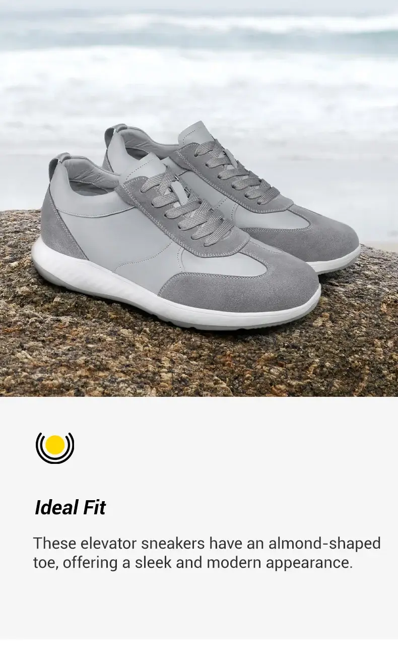 Tall Men Shoes - Mens Sneakers That Make You Taller - Gray Suede Leather Sneakers 6 CM 01