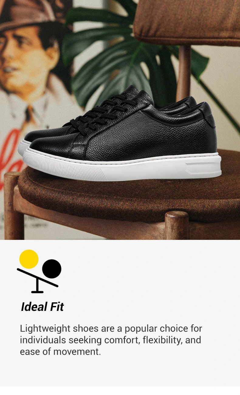 Men's Height Increase Casual Shoes - Black Cowhide Leather Men's Height Increasing Sneakers 5cm   01