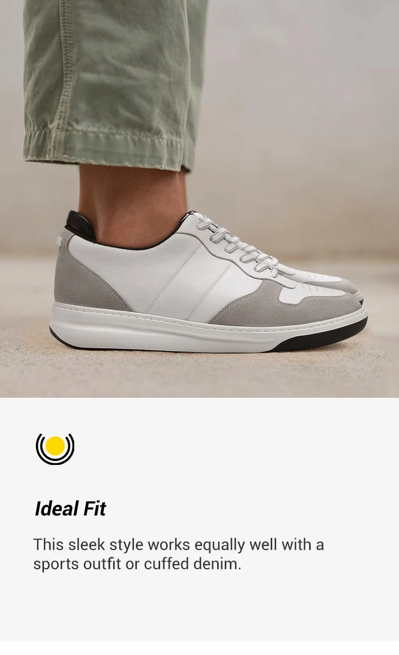 Men's Elevator Sneakers - Shoes That Increase Your Height - White Suede Sneakers 6cm  01