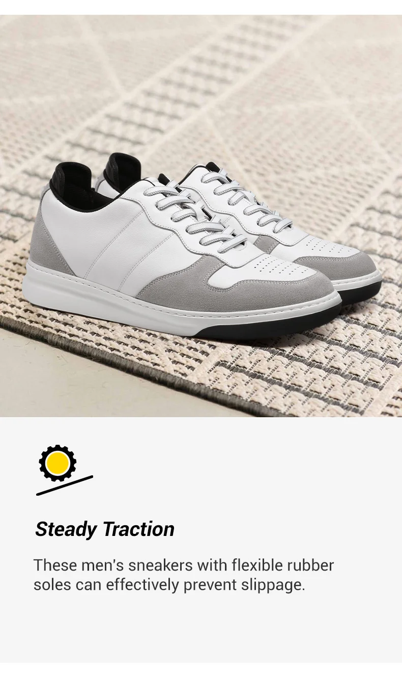 Men's Elevator Sneakers - Shoes That Increase Your Height - White Suede Sneakers 6cm  03