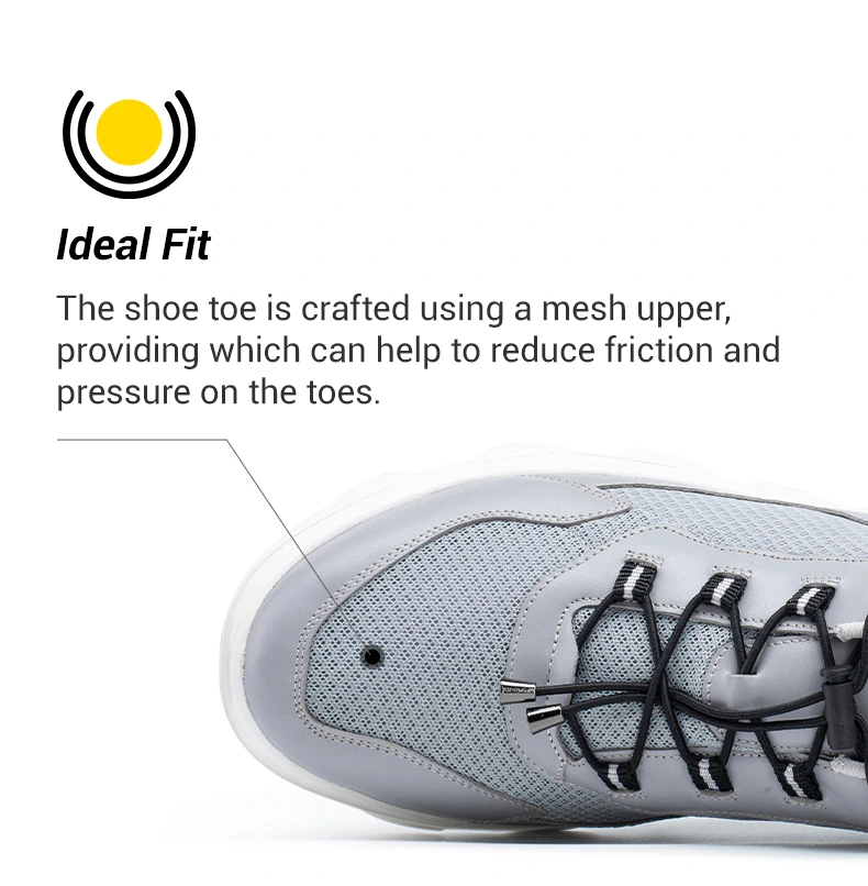 Wide Shoes - Height Increasing Hiking Shoes - Shoes to Look Taller - Grey Breathable Sports Shoes for Men 5 CM 01