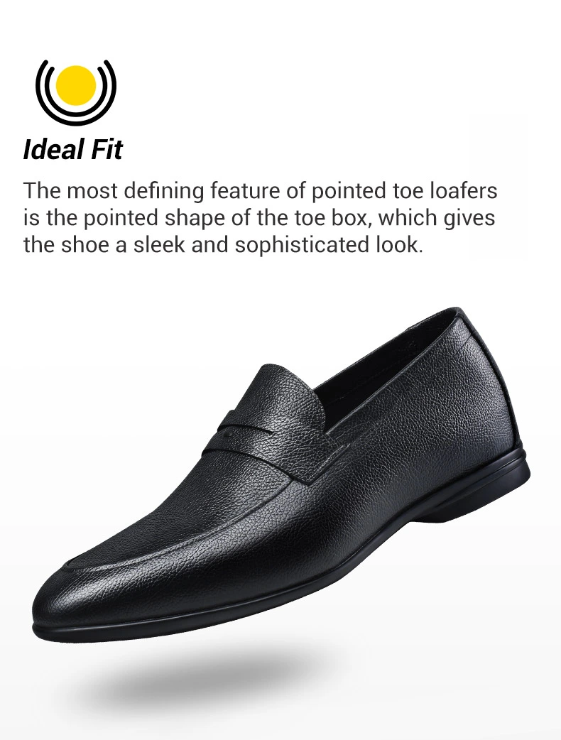 Height Increasing Shoes for Men - Hidden Heel Loafer Shoes - Black Leather Men Taller Shoes 5 CM 01