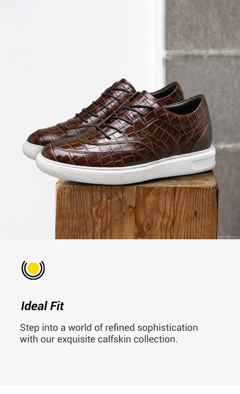 elevator shoes - handcrafted luxury brown men's leather sneakers 6cm     01