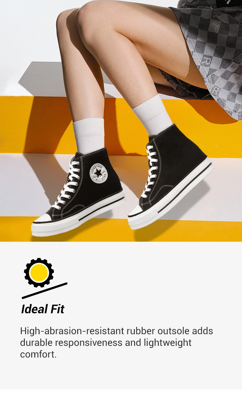 Elevator Shoes for Women - Black Canvas High Top Wedge sneakers 6cm / 2.36 Inches     01