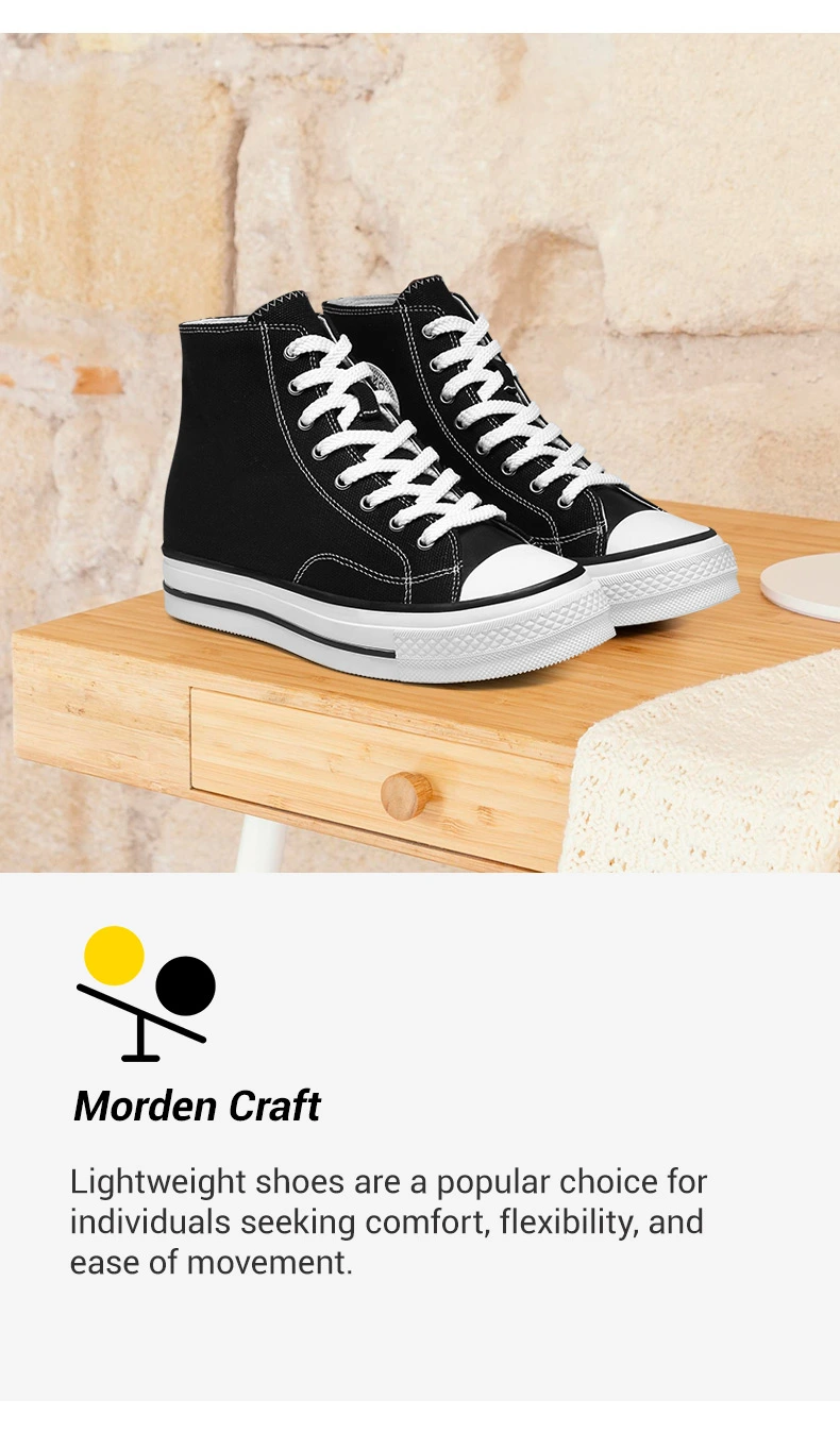 Elevator Shoes for Women - Black Canvas High Top Wedge sneakers 6cm     02
